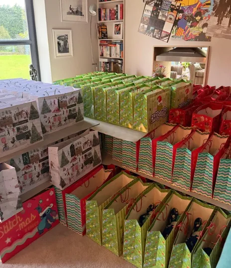 All presents are wrapped, gifted in a bag & with chocolate for a specific child
