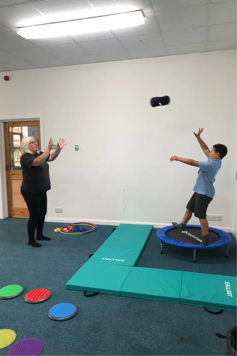Having lots of fun in a therapy session